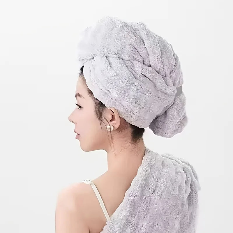 Wide-Tail Hair Towel Turban – Super Absorbent & Quick-Dry Hair Towel Turban Babs gray