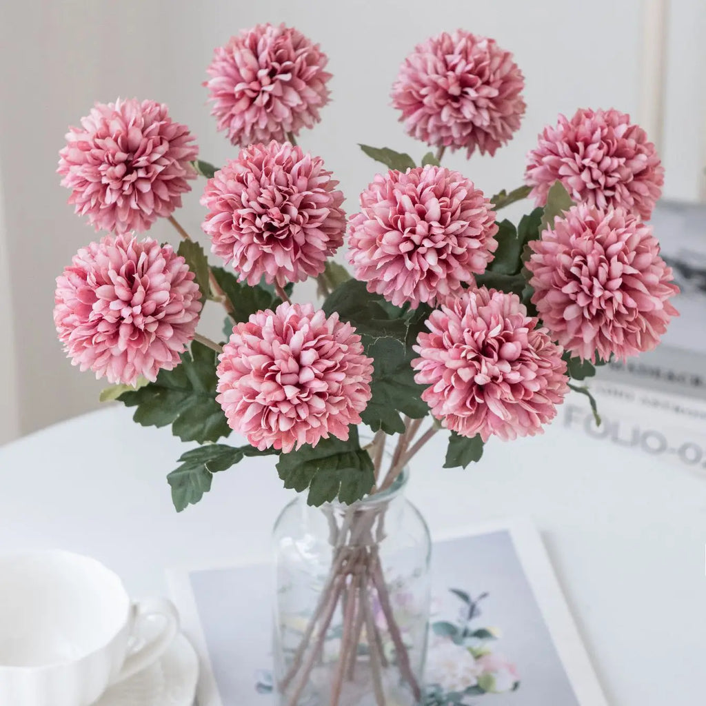 Silk Ball Chrysanthemum Artificial Flowers for Wedding & Home Artificial Silk Flowers Babs