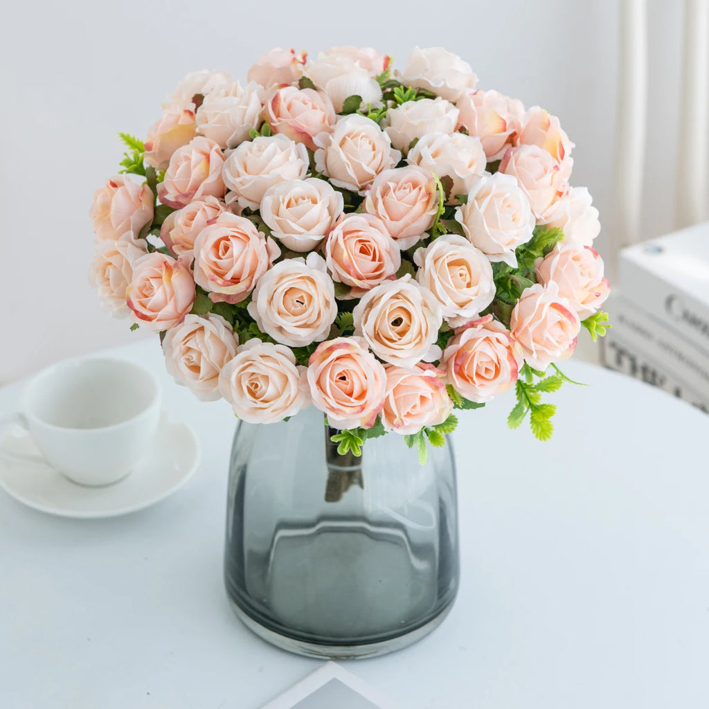TTCY Silk Rose Artificial Bouquet – Wedding & Home Décor Gift Artificial Flower Bouquet Babs