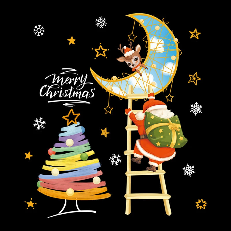 Christmas Window Stickers – Santa, Snowflake & Xmas Tree Decals Holiday Wall Decals Babs B02