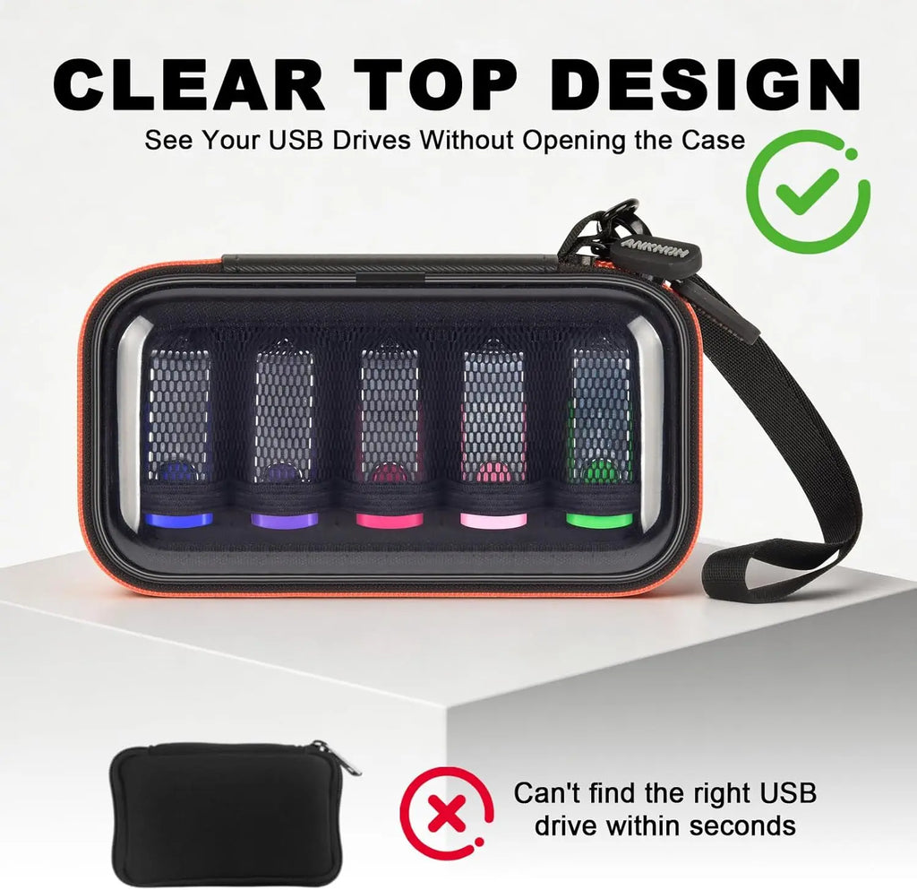 USB Flash Drive Case 10-Slot Organizer – Transparent Zipper USB Drive Organizer Babs