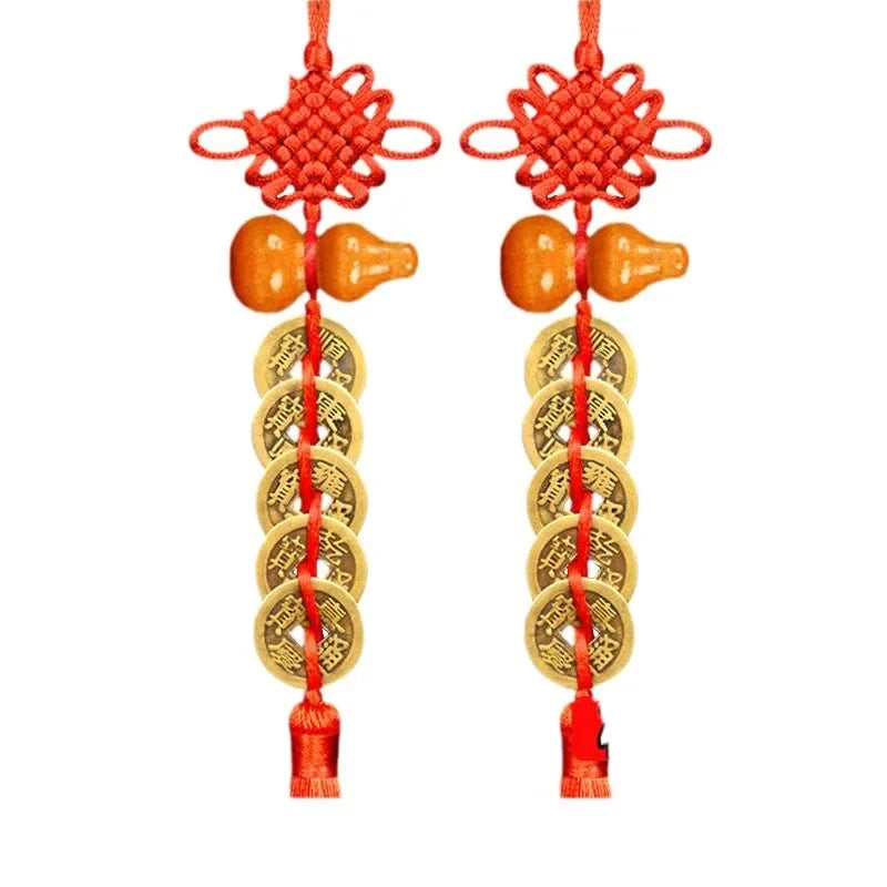 Feng Shui Coins Red Endless Knot Lucky Home & Car Ornament Lucky Hanging Ornament Babs