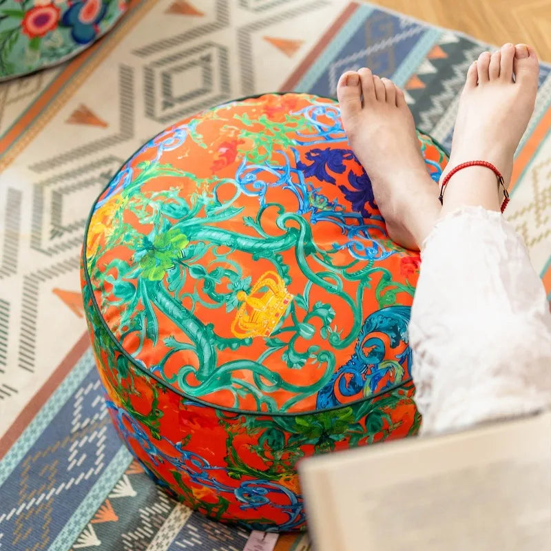 Round Velvet Pouf Ottoman Footstool – Modern Luxury 50x30cm Velvet Pouf Ottoman Babs
