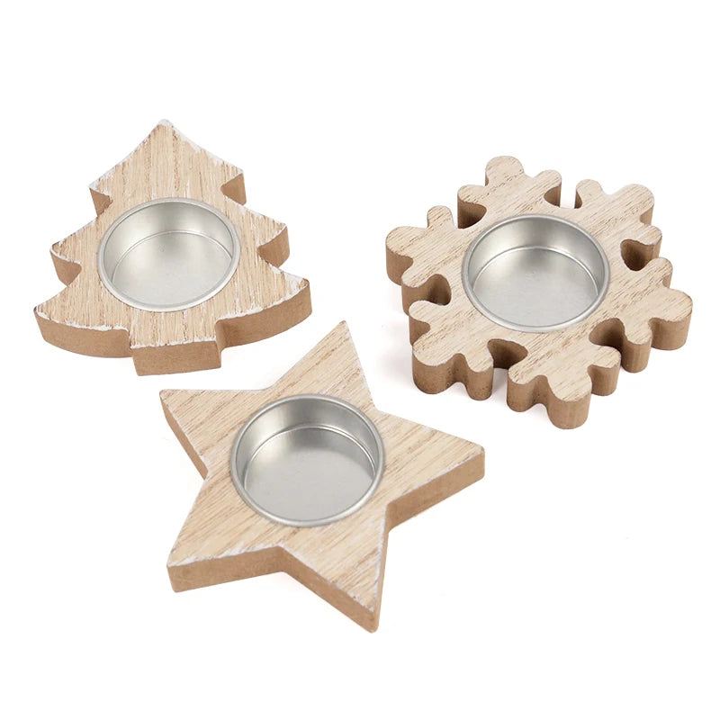 Christmas Wooden Candle Holder – Snowflake Xmas Tree Décor Wooden Candle Holder Babs
