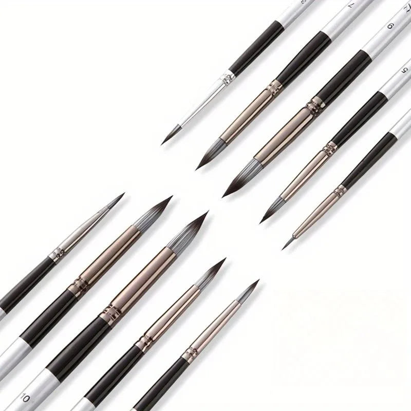 10-Piece Fine Detail Paint Brush Set – Nylon Round Pointed Tips Artist Paint Brush Set Babs