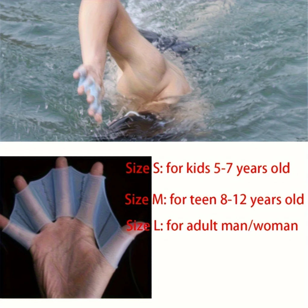 Silicone Webbed Swim Gloves – Hand Fins for Adults & Kids Swim Hand Fins Babs