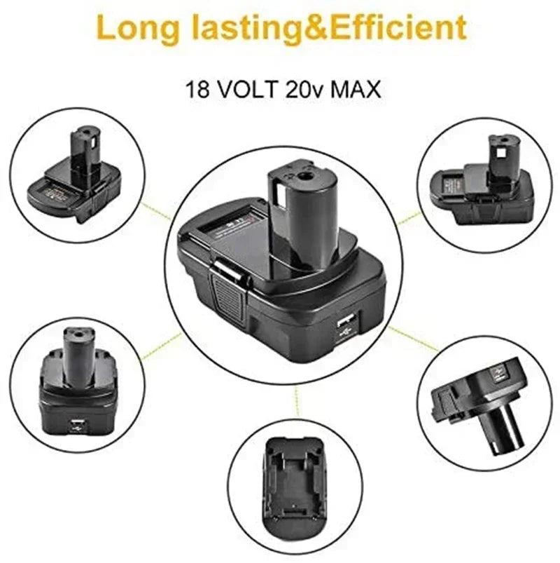DM18RL 20V to 18V Battery Adapter with USB Port for RYOBI Battery Adapter Babs