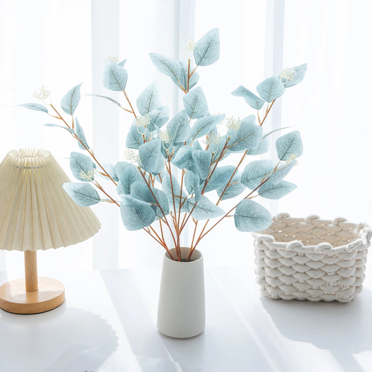 Artificial Eucalyptus Branches Fake Plant Decor 53cm | 1-2 Pcs Artificial Plant Decor Babs LIGHT BLUE 1 pc