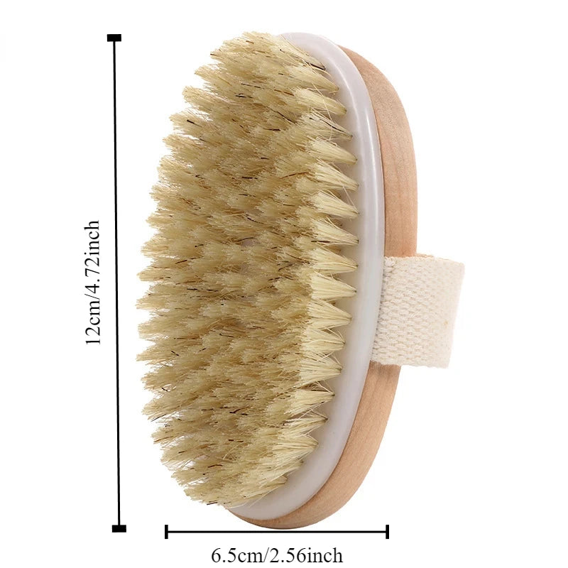 Portable Natural Bristle Exfoliating Bath Brush & Body Scrubber Body Exfoliating Brush Babs