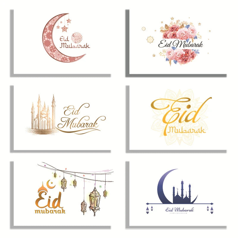 6pcs Eid Mubarak Greeting Cards with Envelopes – Ramadan Set Greeting Card Set Babs