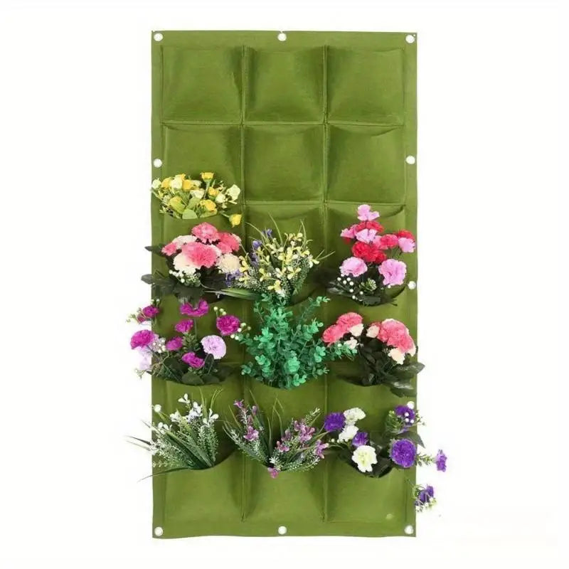 Vertical Wall Hanging Felt Planter Pockets – Succulent Grow Bag Vertical Pocket Planter Babs Green