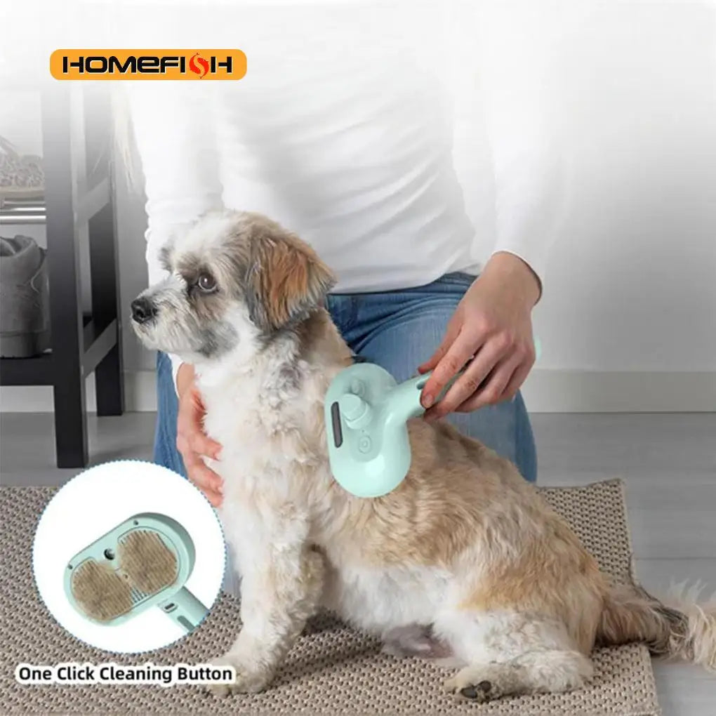 Steam Spray Dog Grooming Brush – USB Rechargeable Pet Brush Pet Grooming Brush Babs