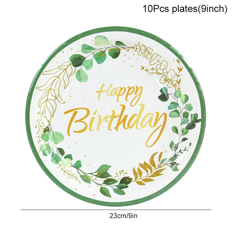 Eucalyptus Disposable Tableware Set – Paper Plates, Cups & Napkins Disposable Tableware Set Babs 10pcs 9inch plate