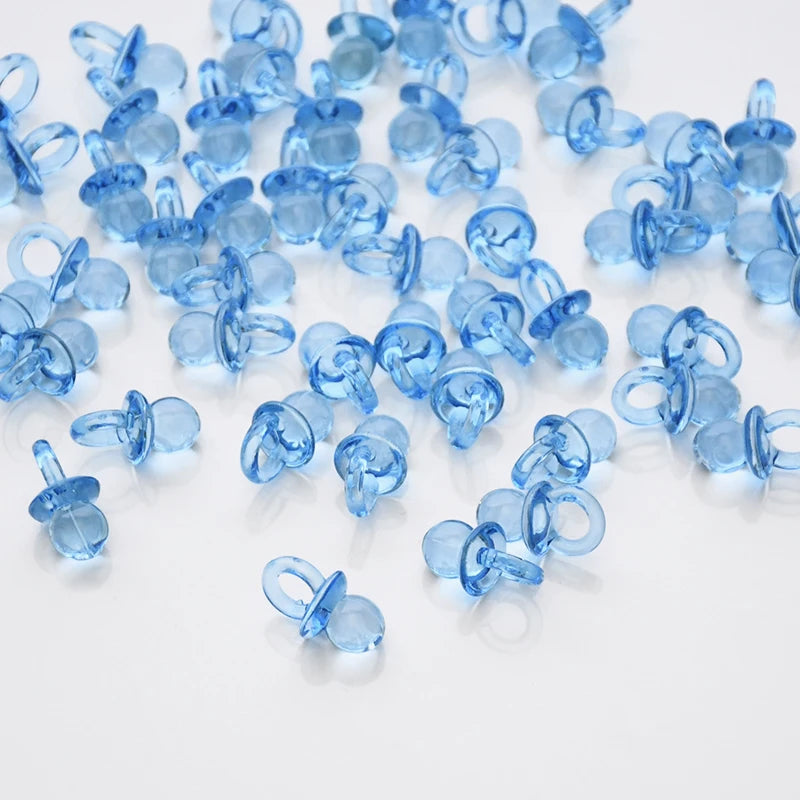 Mini Acrylic Pacifier Confetti 50/100Pcs – Baby Shower Décor Party Confetti Decor Babs Blue 100pcs