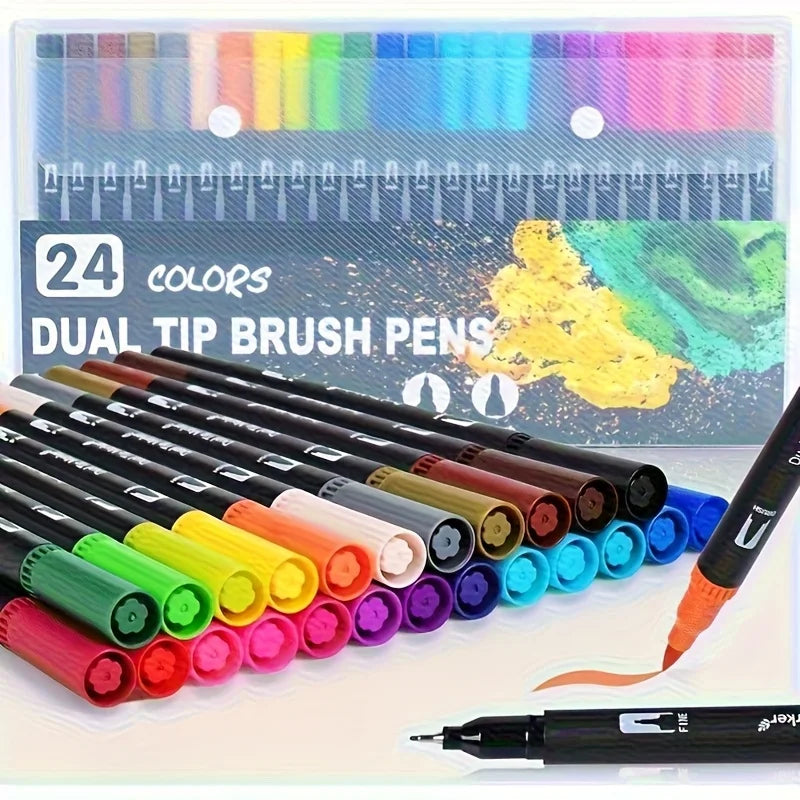 Double-Ended Watercolor Markers – 24-Color Art Set for Drawing Watercolor Marker Set Babs Multi