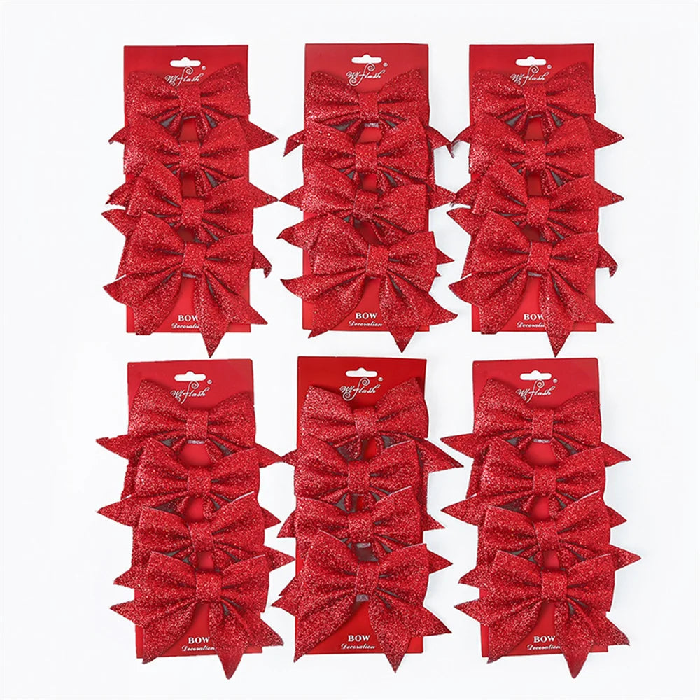 5-Pack Sparkling Bow Christmas Tree Ornaments | 14cm DIY Decor Christmas Bow Ornaments Babs