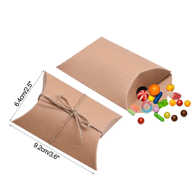 Pillow Candy Gift Boxes Kraft Paper Party Favors 10/20/30 Pcs Gift Packaging Boxes Babs