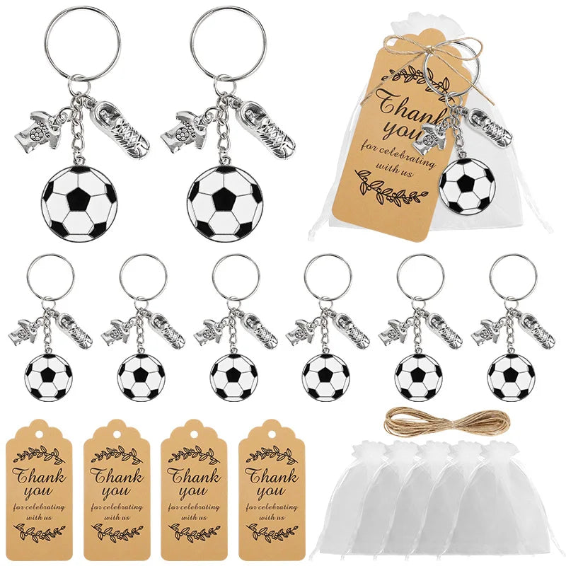 10-Set Football Keychain Party Favors with Thank You Cards Party Favor Set Babs