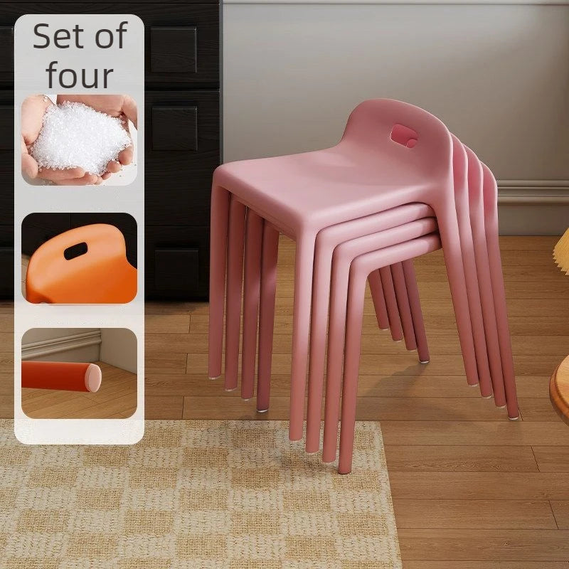 Modern Stackable Plastic Stool – Minimalist Bedroom & Living Room Stackable Plastic Stool Babs Pink
