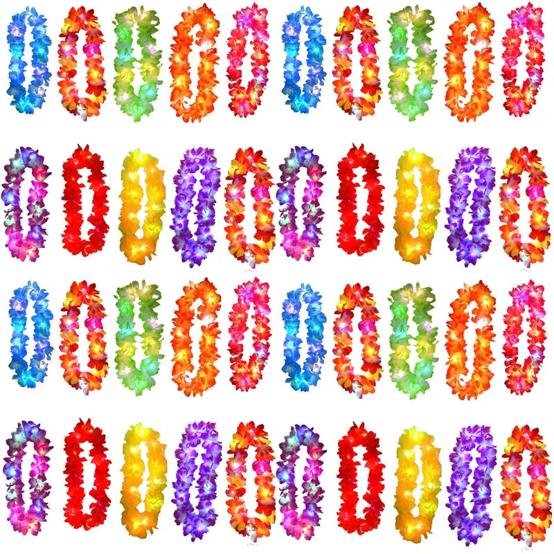 LED Hawaiian Leis Flashing Flower Necklace for Parties LED Party Necklace Babs