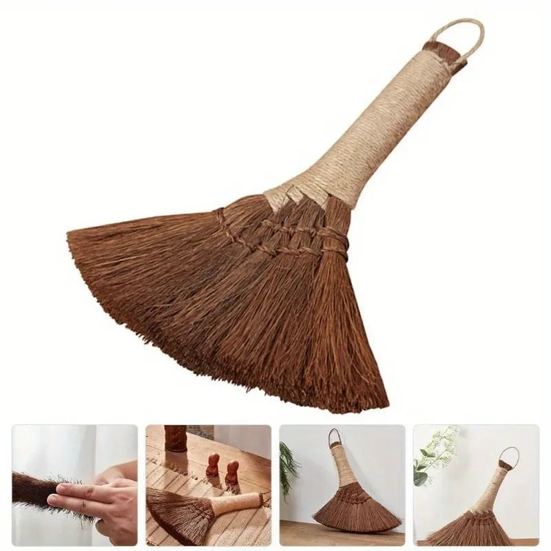 Small Bamboo Palm Hand Broom – Short Handle Desk Dust Brush Hand Broom Babs