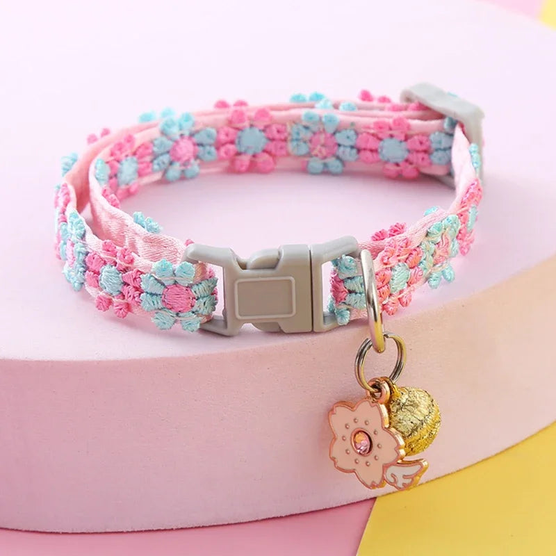 Adjustable Pet Collar with Bell – Colorful Cartoon Footprint Pet Bell Collar Babs B