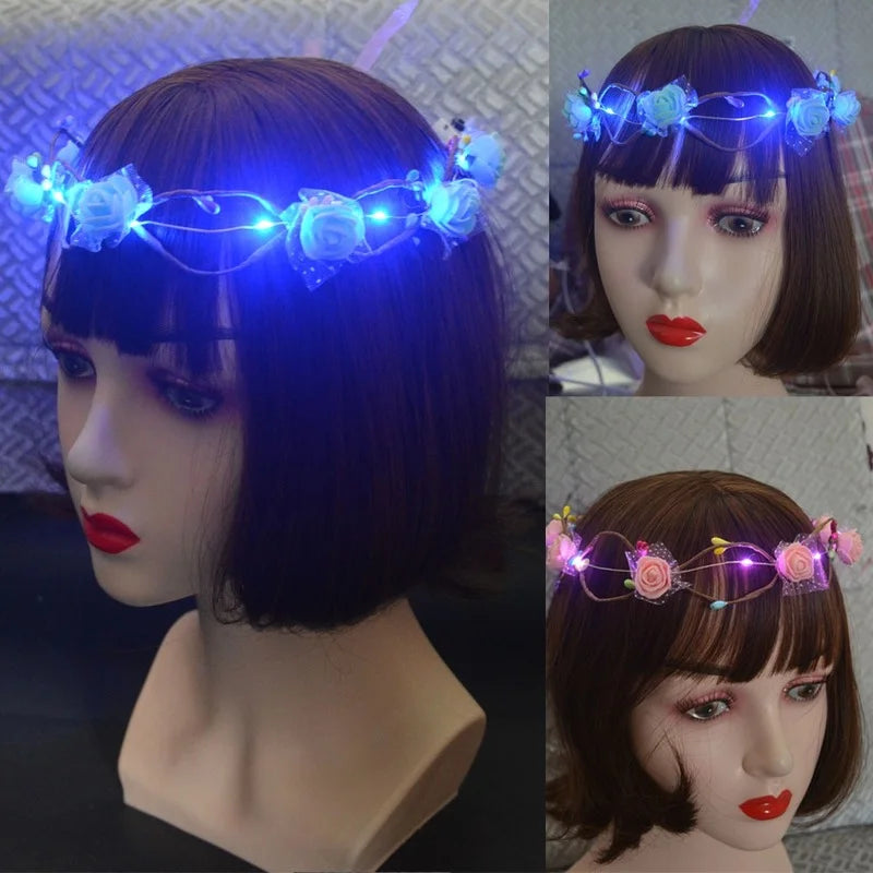 10-Pack LED Flower Crown Headbands | Floral Wreath Hair Accessories LED Floral Headband Babs