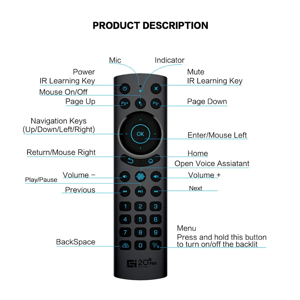 KEBIDUMEI G20S Pro BT Voice Air Mouse Remote | 2.4G Wireless Air Mouse Remote Babs