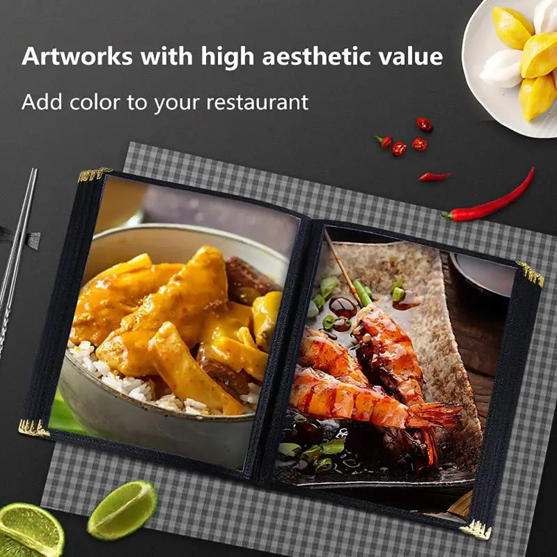 Foldable A4 PVC Transparent Menu Cover – Double Panel Holder Menu Cover Holder Babs