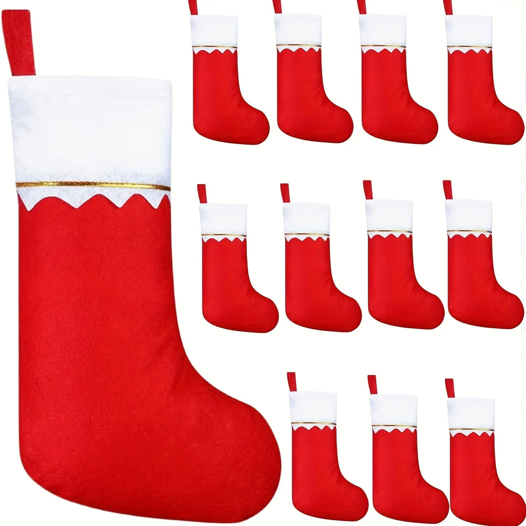 12 Christmas Stockings – Santa & Reindeer Holiday Design Christmas Stockings Babs 23x36cm 12PCS