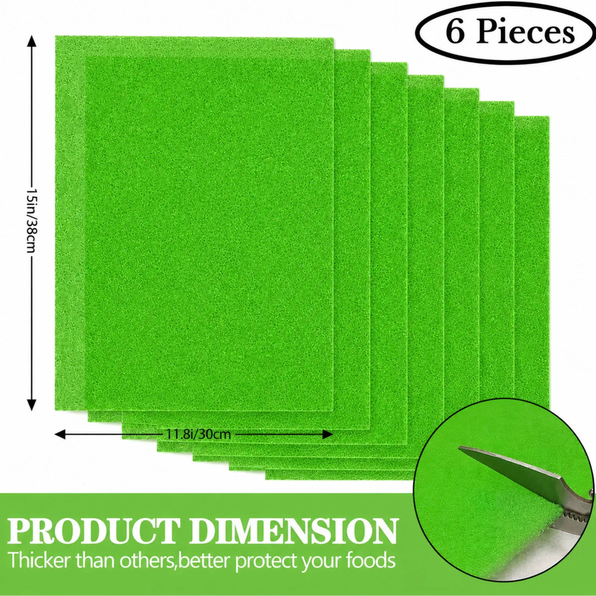 6-Pack Reusable Refrigerator Liner Pads for Shelves & Drawers Refrigerator Liner Pads Babs