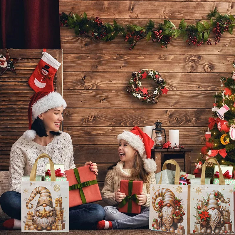 Christmas Santa Claus Non-Woven Gift Bags with Handle 4–12pcs Christmas Gift Bags Babs