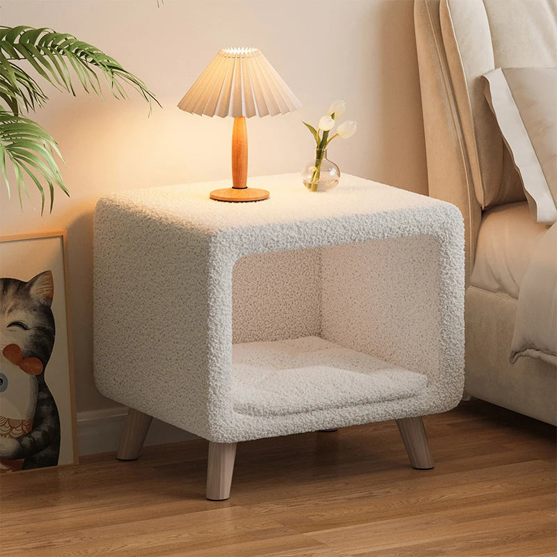 Modern Flannel Nightstand with Drawer – Elegant Bedside Table Nightstand Babs