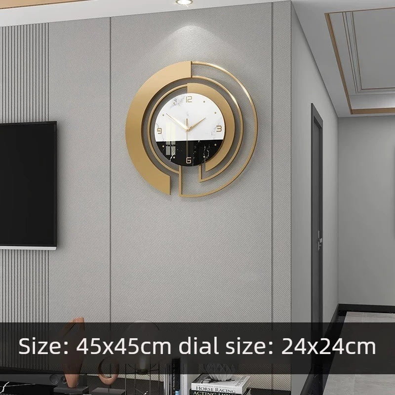 Large Modern Metal Wall Clock 45CM – Minimalist Round Décor Metal Wall Clock Babs Black And White