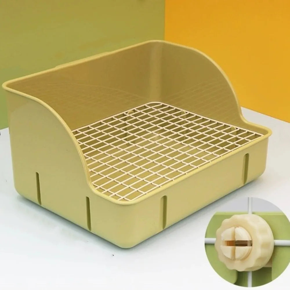 Rabbit Corner Litter Box – Anti-Splash Detachable Grid Potty Small Animal Litter Box Babs Green Steel Mesh