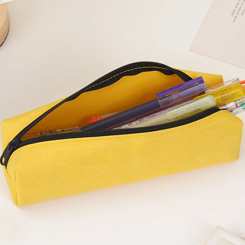 Canvas Pencil Case – Portable Solid Color Stationery Pouch Pencil Case Babs