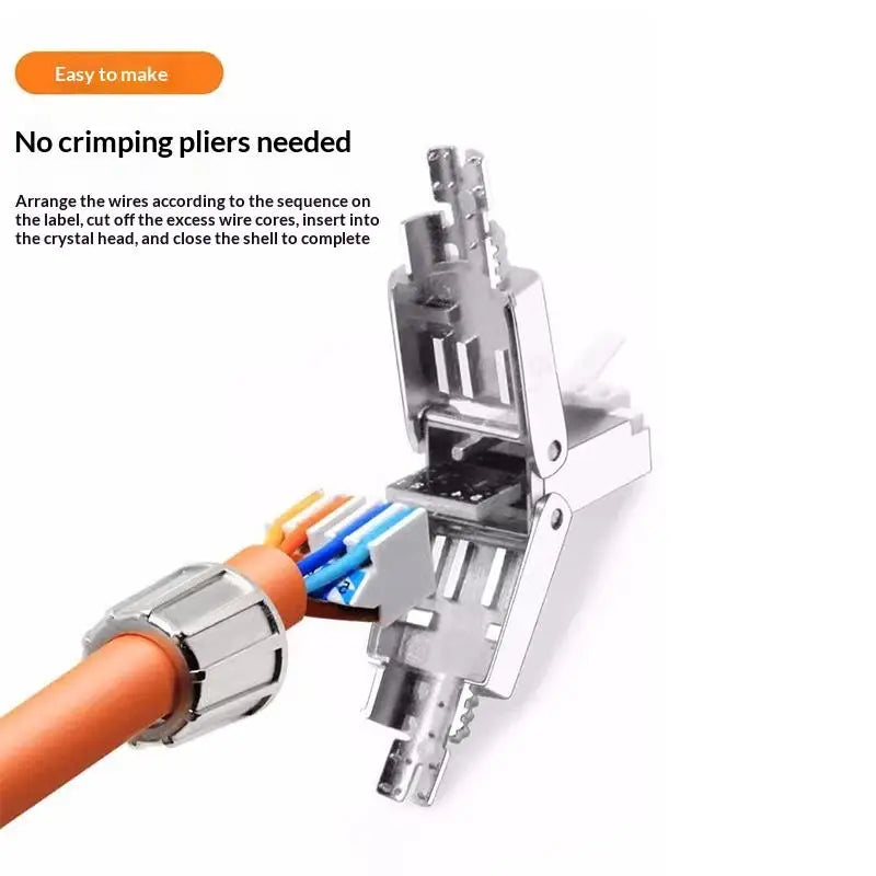 Tool-Free RJ45 Shielded Connector Zinc Alloy CAT5E Ethernet Network Connector Babs