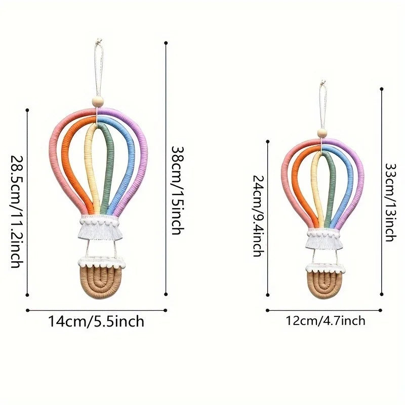 Nordic Woven Rainbow Hot Air Balloon Wall Hanging Ornament Wall Hanging Ornament Babs
