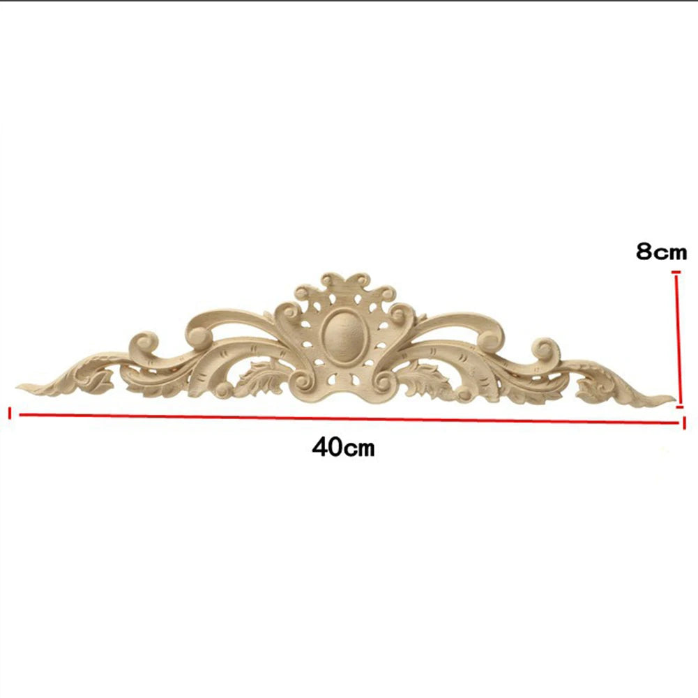 Retro Wood Applique Onlay Decal – Carved Furniture Door Decor Wood Applique Decal Babs 40x8CM