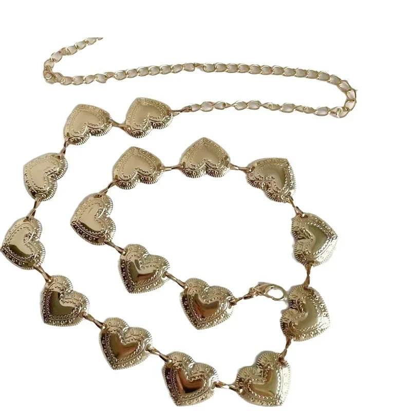 Vintage Heart Chain Waist Belt – Women's Tassel Body Jewelry Chain Waist Belt Babs