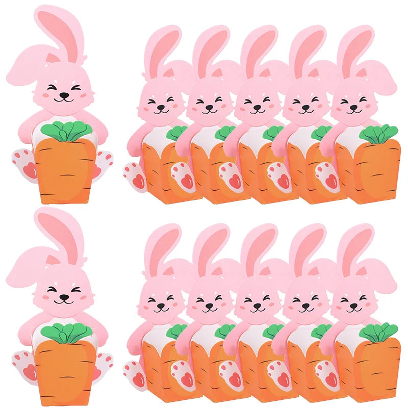 10pcs Easter Bunny Carrot Gift Boxes | Candy Cookie Party Favors Easter Party Gift Boxes Babs