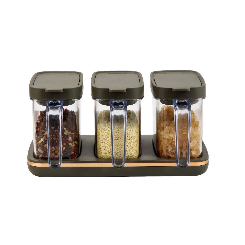Plastic Spice Jar Set with Lid – Moisture-Proof Seasoning Storage Spice Storage Set Babs Grey Style C