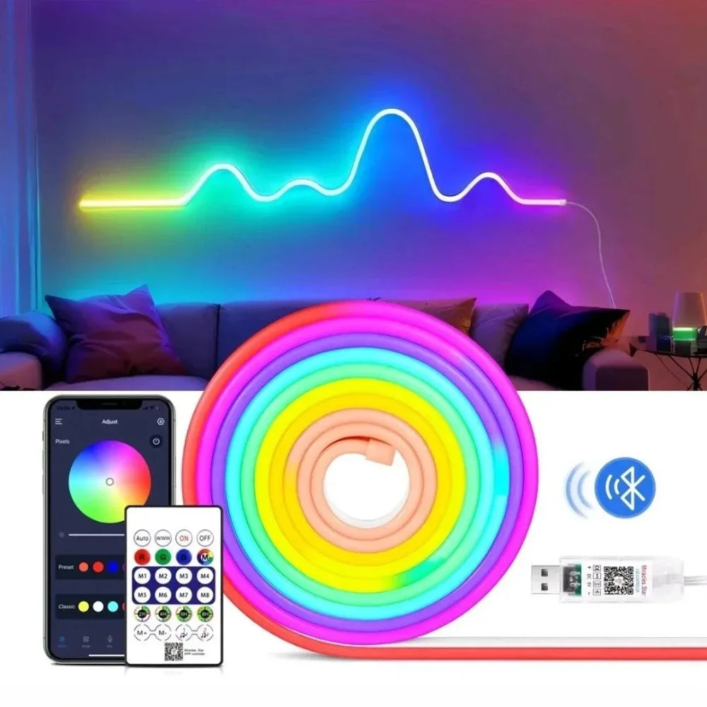 RTONTR Neon LED Strip Light Music Sync DIY Multicolor USB Neon LED Strip Light Babs USB 1m
