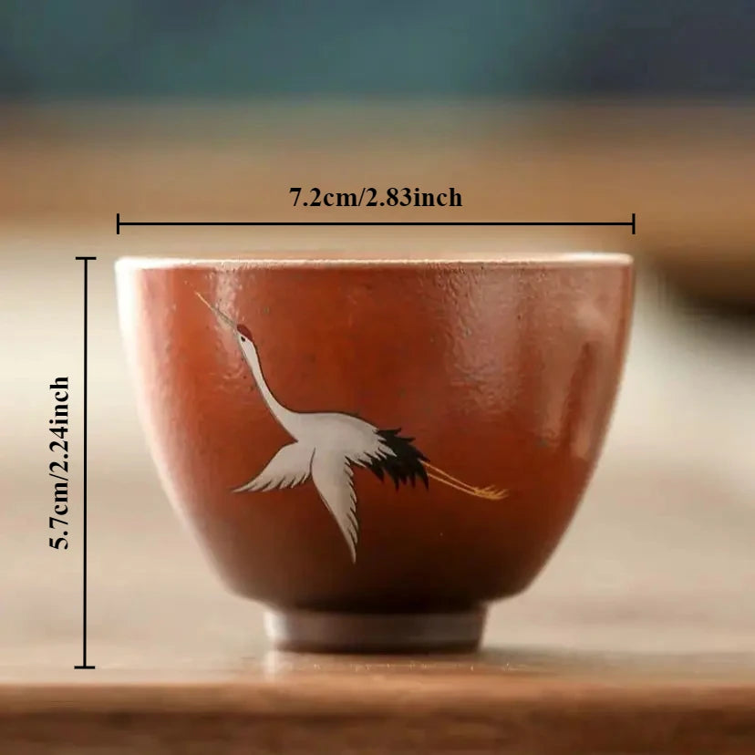 Retro Crane Ceramic Tea Cup – Chinese Style Porcelain Mug Ceramic Tea Mug Babs G 1PC <200ml
