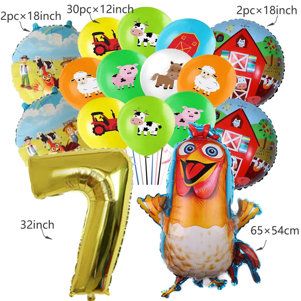 Farm Animal Foil Balloons Set – Cow Sheep Duck Pig Party Decor Party Balloons Set Babs DARK GRAY As show