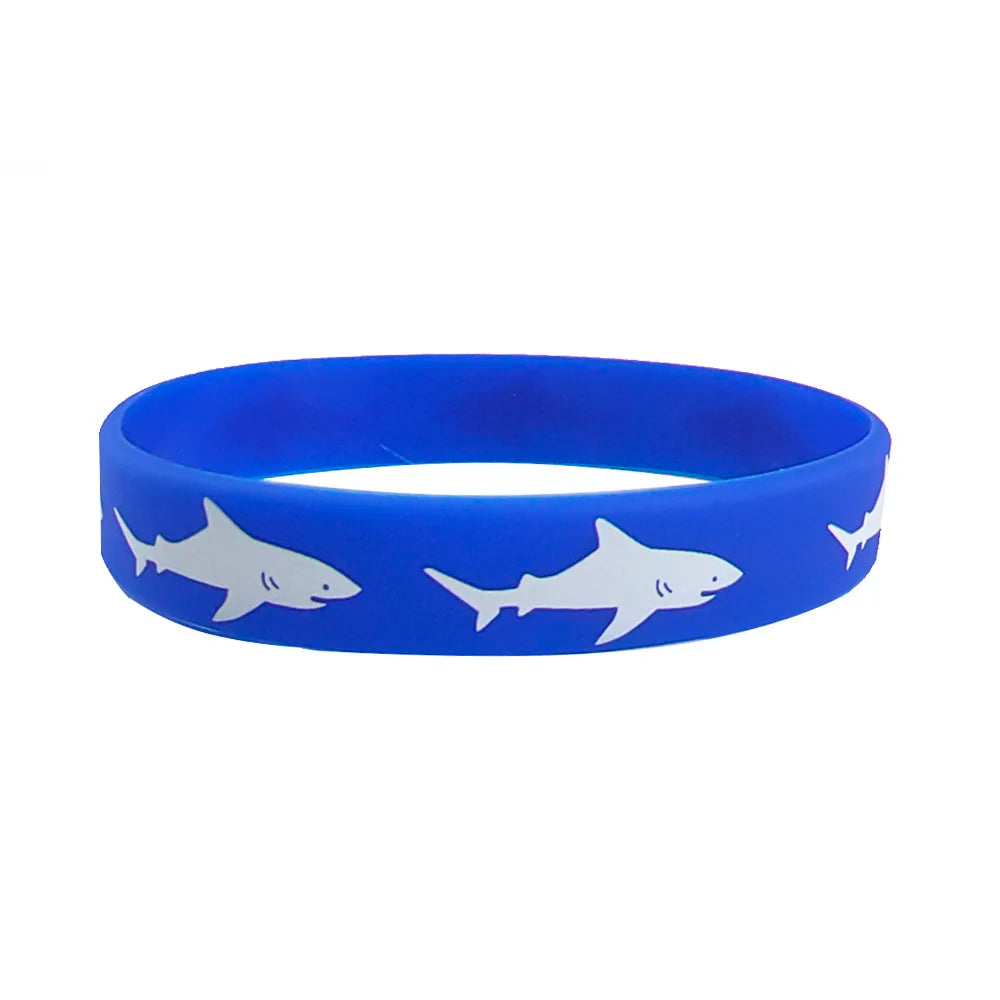 Shark Silicone Bracelets Party Favors – Ocean Wristbands 4–40pk Party Favor Wristbands Babs Deep Blue 4 Pcs