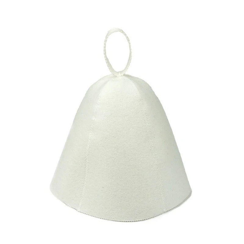 Men's Wool Felt Sauna Hat – Heat Retention & Hair Protection Sauna Hat Babs White