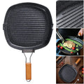 Foldable Portable Grill Pan – Anti-Scald Handle, Double-Sided Steel Foldable Grill Pan Babs BLACK 20cm