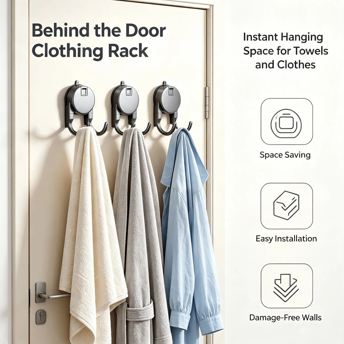 Suction Cup Double Hook – No-Drill Bathroom & Kitchen Organizer Suction Cup Hook Babs