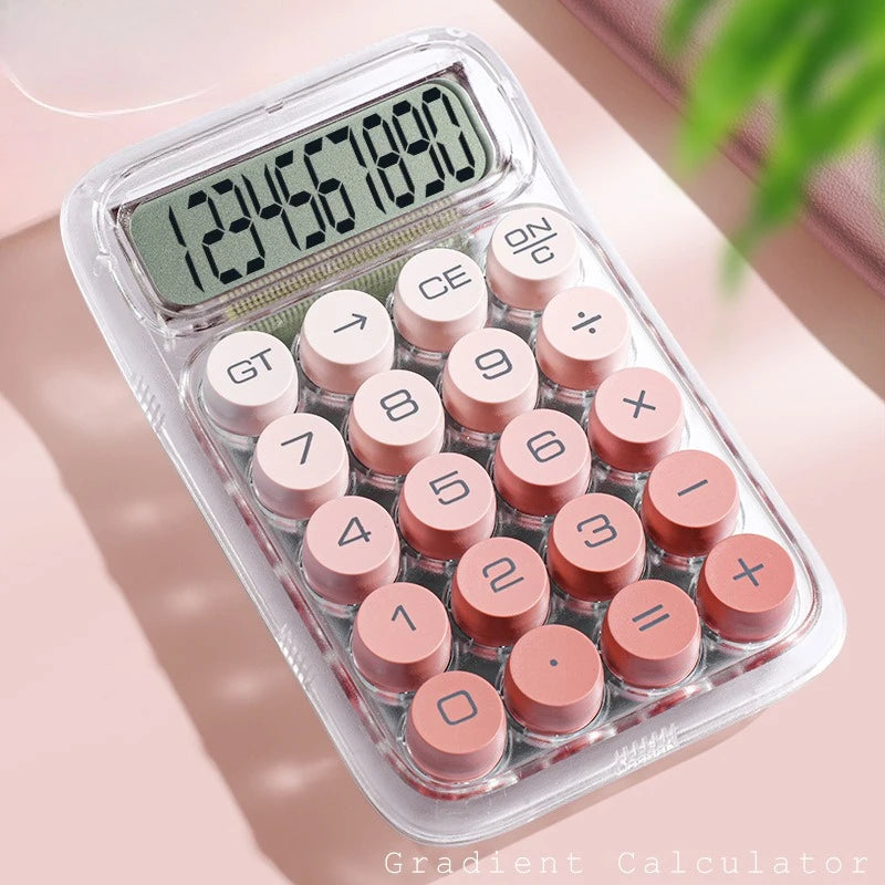 Gradient Transparent Mini Calculator – 10-Digit Portable Portable Calculator Babs Pink